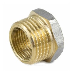 Футорка латунь никель Ду 25х15 (1"х1/2") НР/ВР 9024 ГОСТ 32585-2013 Aquasfera 9024-03