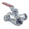 Кран шаровой латунь со спускником R250DS хром Ду 40 Ру35 ВР 1 1/2" рычаг красный со спускником Giacomini R250SX007