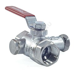 Кран шаровой латунь со спускником R250DS хром Ду 40 Ру35 ВР 1 1/2" рычаг красный со спускником Giacomini R250SX007