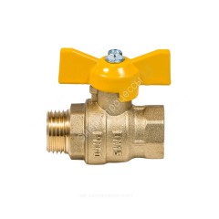 Кран шаровой латунь газ Эксперт Ду 25 Ру40 ВР/НР полнопроходной бабочка Dist 223Б