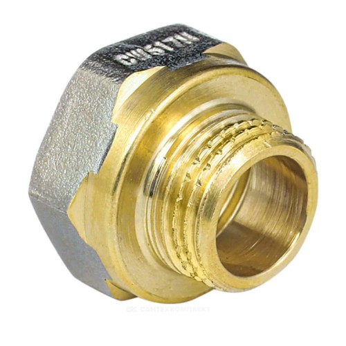 Переход латунь никель реборда Ду 20х15 (3/4"х1/2") ВР/НР 9021 ГОСТ 32585-2013 Aquasfera 9021-01