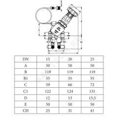 Клапан балансировочный автомат латунь 718LP Ду 15 G1/2" Ру25 Тмакс=120 оС ВР 5-30 кПа Kvs=4.1м3/ч с измерительными ниппелями Cimberio CIM 718LP 12