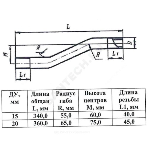 Отступ оц Ду 15 L=340мм резьба из труб по ГОСТ 3262-75 КАЗ