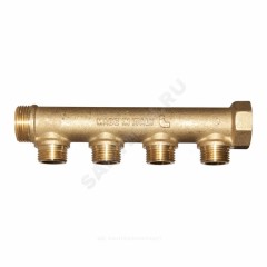 Коллектор латунь 1" ВР/НР на 3 вых 3/4" НР м/о 40мм под евроконус R580C Giacomini R580CY053