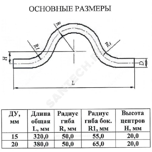 Скоба сталь обводная Ду 20 п/привар из труб по ГОСТ 3262-75 КАЗ