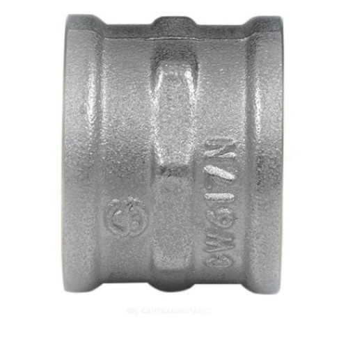 Муфта латунь никель Ду 15 (1/2") ВР 9018 ГОСТ 32585-2013 Aquasfera 9018-01