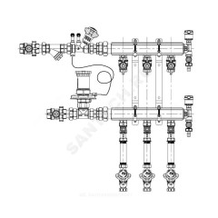 Узел коллекторный этажный латунь Ду 40 для учёта расхода ТЭ GE553-B3 3/4" 2 вых 1/2" Giacomini GE553Y042