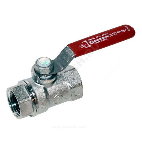 Кран шаровой латунь хром R250D Ду 65 Ру28 ВР рычаг красный Giacomini R250X009