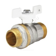 Кран шаровой латунь никель 1105 Standard Ду 25 Ру25 НР полнопроходной бабочка белая Aquasfera 1105-03