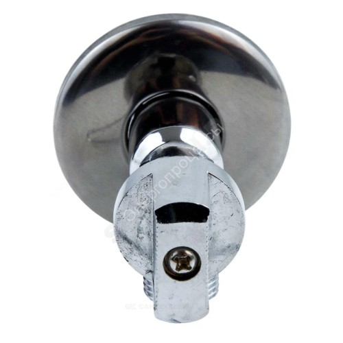 Кран шаровой латунный бытовой хром угловой 1043 G1/2" Ру10 НР бабочка с отражателем Aquasfera 1043-02