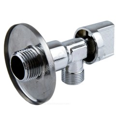 Кран шаровой латунный бытовой хром угловой 1043 G1/2" Ру10 НР бабочка с отражателем Aquasfera 1043-02