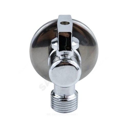 Кран шаровой латунный бытовой хром угловой 1042 G1/2"х3/4" Ру10 НР переходной бабочка с отражателем Aquasfera 1042-02