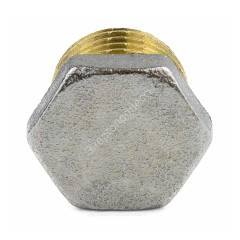Заглушка латунь никель Ду 32 (1 1/4") НР 9017 ГОСТ 32585-2013 Aquasfera 9017-04