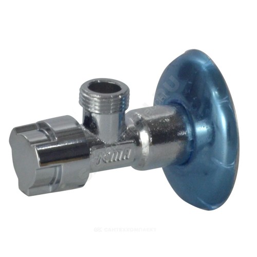 Кран латунный бытовой угловой G1/2"х3/8" Ру10 НР переходной маховик с отражателем Icma 90519AC07