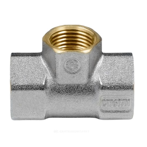 Тройник латунь никель переходной Ду 25х20х25 (1"х3/4"х1") ВР/ВР 9008 ГОСТ 32585-2013 Aquasfera 9008-03