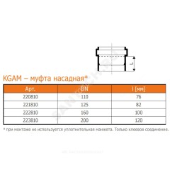 Муфта НПВХ насадная коричневая Дн 200 б/нап в/к п/клей KGAM Ostendorf 223810