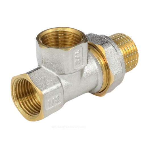 Тройник латунь никель Ду 15 (1/2") ВР/ВР/нак/гайка 9030 ГОСТ 32585-2013 Aquasfera 9030-01