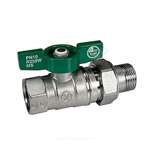 Кран шаровой латунь хром R259W Ду 25х32 Ру35 ВР/"американка" бабочка зеленая переходн Giacomini R259WX028