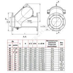 Клапан обратный чугун шаровой CBL4240 Ду 350 Ру10 Тмакс=80 оС фл шар чугун+NBR с самоочищающимся шаром Tecofi CBL4240-0350