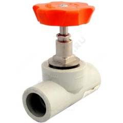 Клапан (вентиль) PP-R запорный серый Дн 25х90гр внутренняя пайка VALFEX 10146025Г